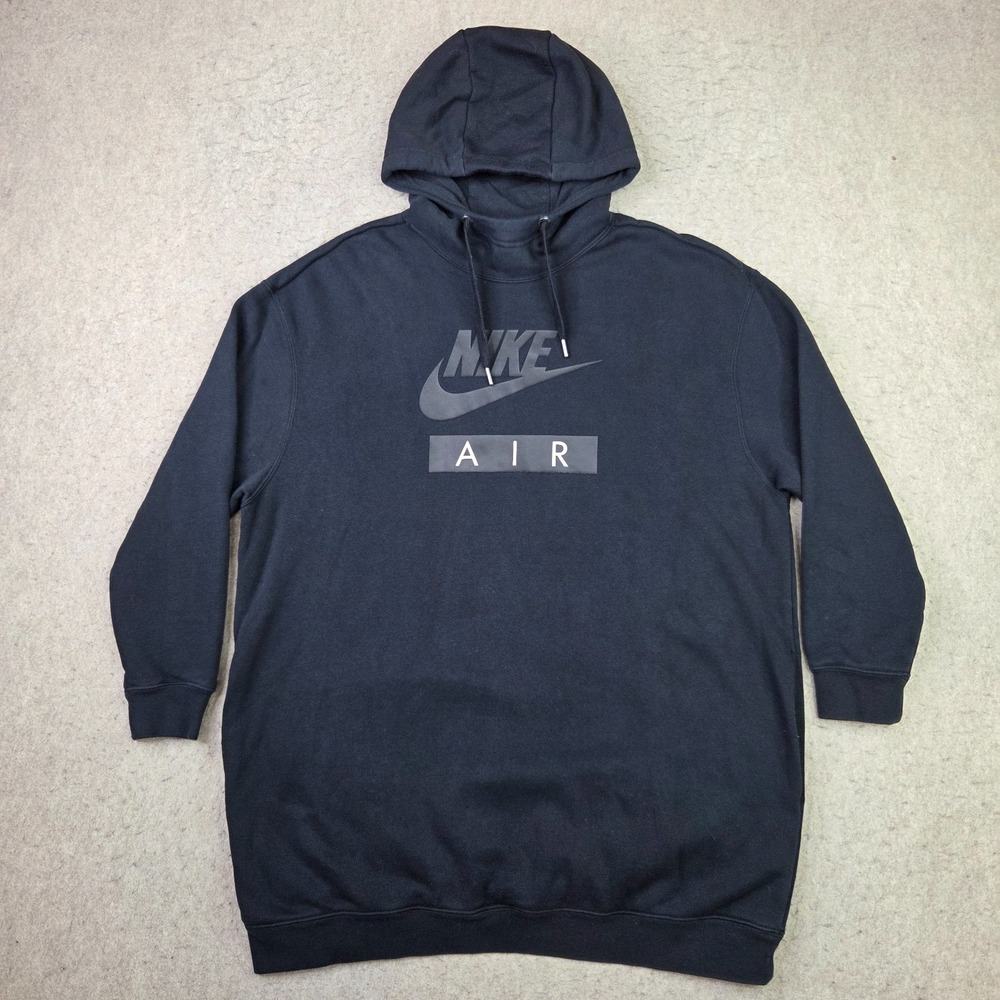 Nike Air NSW Women's Long Hoodie Dress Size M (AT5417 010) Black Y2K Red Tag